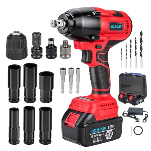 Cordless Impact Wrench 1/2", 1106 FT-lbs 1500Nm Brushless Impact Gun Compatible with Makita 18V Batteries, 2 * 5.0 Ah Multifunction Power Impact Driver for Home Car Truck Mower