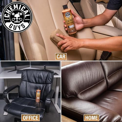 Chemical Guys, Leather Cleaner & Conditioner Kit, Travel Size, 2 x 4 oz | Two-step kit cleans then conditions seats, bags and boots, pH-balanced for natural and sealed leather - style: 4 Fl Oz KIT