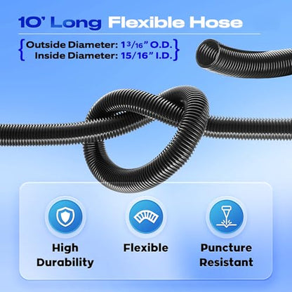 10 Foot Long Dust Collection Power Tool Hose Kit with 5 Fittings Universal for Multiple Tools & Vacuums - size: 10FT HOSE KITS