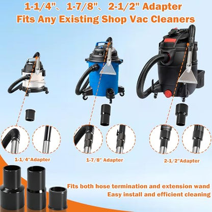 Shop Vac Extractor Attachment Kit with 2-1/2", 1-7/8" & 1-1/4" Adapters, Universal Wet Dry Vacuum Attachment for Carpet Cleaning, Upholstery, Auto Detailing & Spot Cleaning (Large) - size: Large