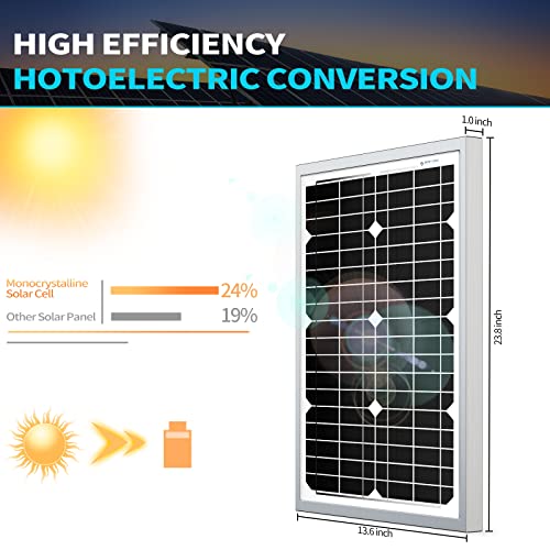 ACOPOWER Mono Solar Panel for 12 Volt Battery Charging, Off Grid, 30W - size: 30 Watt
