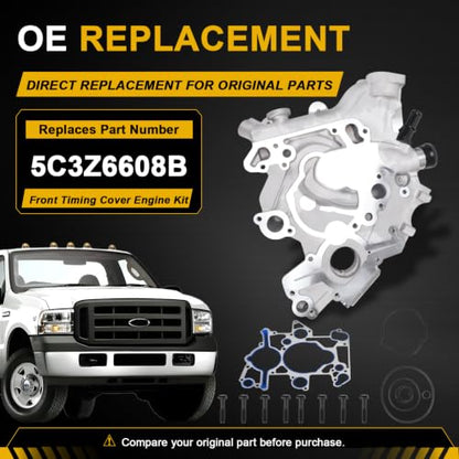 5C3Z6608B Front Timing Cover Engine Kit Fit for Ford F-250 F-350 F-450 F-550 Super Duty 6.0L Powerstroke Diesel 2005-2007