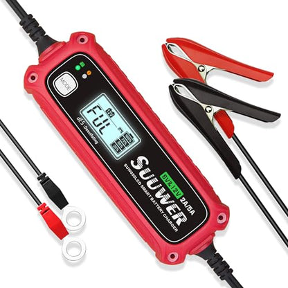 Suuwer Automatic Battery Charger, 6V 2A & 12V 2A/5A Digital Smart Battery Maintainer for Car, Motorcycle, ATV, Boat More