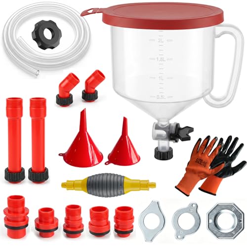 20-Piece No-Spill Coolant Funnel Kit, Universal Radiator Burping Funnel with with 59" Long Hose, Adapters, Extensions, Elbows, Bleeder Tool for Car, SUV, Truck Cooling System Refill