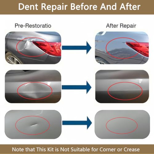 Paintless Dent Repair Kit Professional Auto Body Puller Tool - 8 Pack | Double pole bridge dent puller with 7 tabs for small dents on auto body, fridge door, and washer - size: Dent Puller Kit-8 Pack