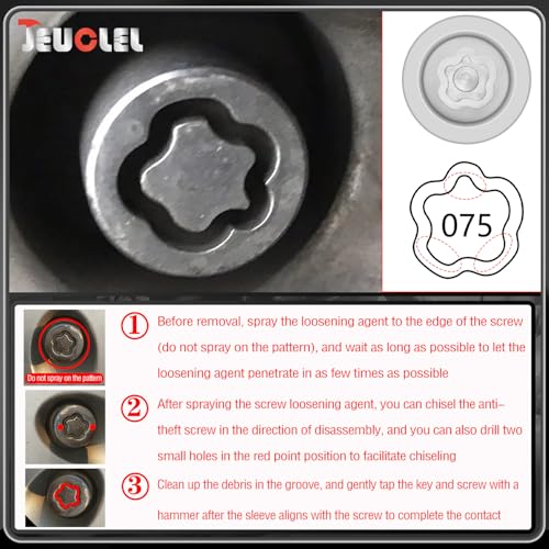 075 Wheel Locking Nut Key for Nissan Infiniti, 21mm Lock Bolt Inner Dia Wheel Anti-Theft Lug Nut Hand Repair Removal Tool - size: socket 075
