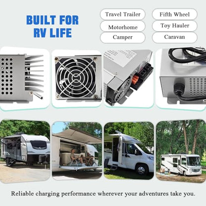PD9360 RV Converter Charger 60 Amp 1000W, 120V AC to 12V DC RV Power Converter, Built-in Charge Wizard, Compatible with 9300 Series, AGM Lithium LiFePO4 Lead Acid Battery Charger for RV Camper Trailer - size: 9360