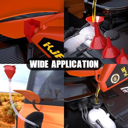 KJE 19 Pcs Automotive Funnel Set, Spout Replacements, Plastic Wide Mouth Transmission Funnels, Flexible Oil Funnel Kit for Automotive Use
