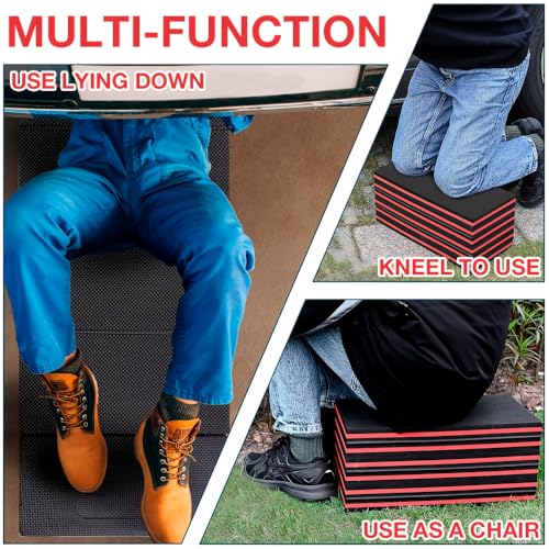 Folding Mechanic Mat 1.1" EVA Kneeling Pad with Handle | Garage Auto Repair, Gardening Workshop, Foldable Design, Knee Support Cushion, Portable Handle