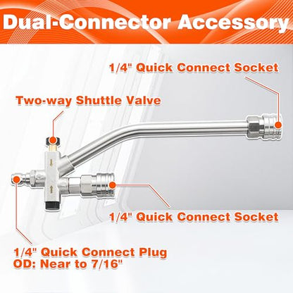 RIDGE WASHER Pressure Washer Gun Foam Cannon, Dual Connector Accessory | 1/4" Quick Connect for Double Tip Attachment, Stainless Steel, 4000 PSI - size: 1000 ML