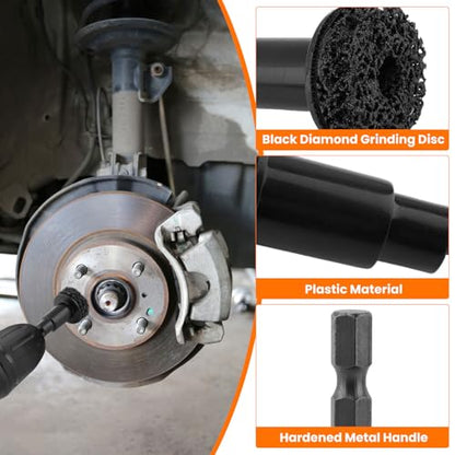 Wheel Hub Cleaning & Resurfacing Tool, Brake Hub Cleaning Kit for Power Drill & 1/2" Impact Wrench, Automotive Rust Removal Tool with 6 Brush Heads and Wire Brush for Brake Rotors, Hubs & Bolts