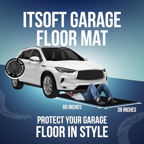 ITSOFT Garage Floor Mat for Under Car 5x3 Feet, Oil Spill Mat & Mechanic Pad, Oil Drip Pan, Absorbent, Washable, Non Slip & Waterproof Garage Mats