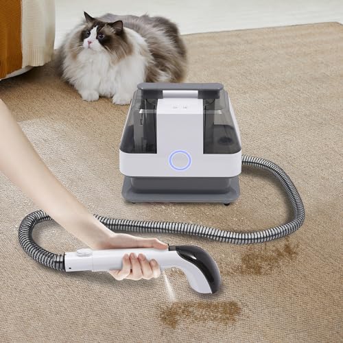 Carpet Cleaner Machine, 450W Portable Carpet Couch Deep Cleaner w/ 2 Cleaning Brushes, Movable Wet Dry Carpet Extractor Handheld Rug Cleaner w/ Self-Cleaning, Pet Stain Remover Pet Hair Cleaning