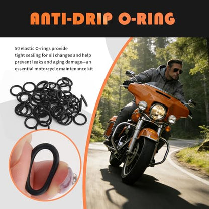 2026 Upgraded Compatible with Harley Oil Change Kit,All-in-One Motorcycle Oil Change Kit Includes Funnel,Filter,Wrench,Rubber O-Rings,Professional Oils Changing Kits