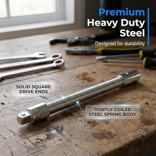 360° Electric Wrench Sleeve Universal Extension Rod, 2026 New Flexible Shaft Extension High Torque Spring Steel Extension, Flex Reach Extensions Bar for Tight Spaces, Automotive, DIY Projects