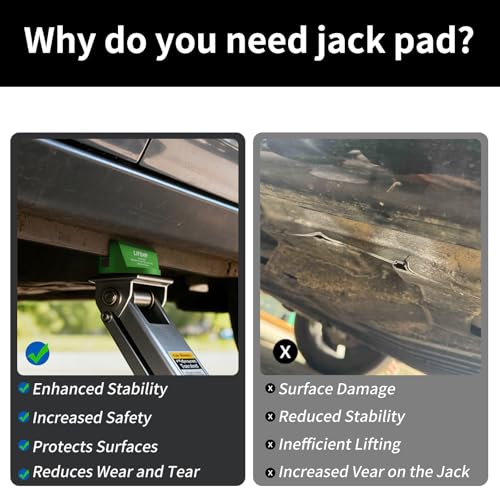 Universal Aluminum Grooved Magnetic Jack Pad, Jacking Puck Pinch Weld Frame Rail Adapter, for Car SUV Truck Pickup Sedan MPV Wagon, Change Tire Repair Tires Oil Must Change Have-Green - color: Green