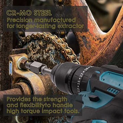 Topec 25Pcs-Double Head Screw Extractor Set, Newest Version 3/8” Drive 2-in-1 Functional Easy Out Bolt Extractor Set, Premium CR-MO Steel Rounded Bolt Remover - color: 25-piece 3/8'' Drive