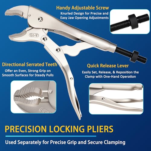 Locking Pliers Slide Hammer Puller Set, 9.8 in Locking Pliers 2 lb Slide Hammer with Quick Release Swivel Connector, Vise Grip Slide Hammer for Nail Bolt Pin Seal CV Axle Removal Tool