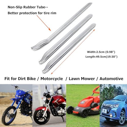 Dr.Roc 3 x 19.5 inch Staight and Curved Tire Irons Tire Levers TR413 Valve Stem Set Tire Tool Motorcycle Dirt Bike Lawn Mower ATV Tire Changing Tool for Tire Charger Machine