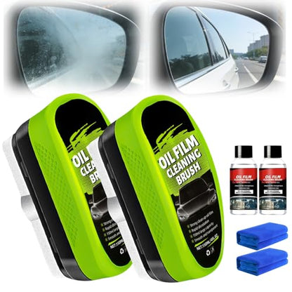 Yicengy Automotive Oil Film Cleaning Brush, 2026 New Car Windshield Oil Film Remover for Car Windows Includes 1 Refill Bottle, Glass Coating Cleaner Board, Anti-Rain Fog, Improves Clarity (2pcs) - color: 2pcs