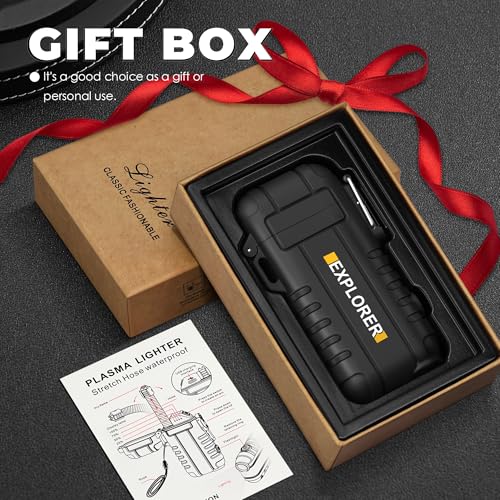 Lafagiet Electric Lighter USB C, Powerful Dual Arc Plasma Flame, with Flashlight, Wind & Waterproof Lighters for Candle, Camping, Grill, Emergency - color: F53-bk