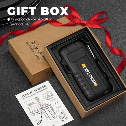 Lafagiet Electric Lighter USB C, Powerful Dual Arc Plasma Flame, with Flashlight, Wind & Waterproof Lighters for Candle, Camping, Grill, Emergency - color: F53-bk