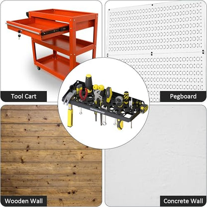 UNITEDPOWER Wall Mount Tool Storage Rack, Screwdriver Holder, Pliers Organizer, Wrench Utility Shelf, 51 Holes for Variety of Small Hand Tools, Workshop, Shed, Garage, Home - style: Hand Tools Holder