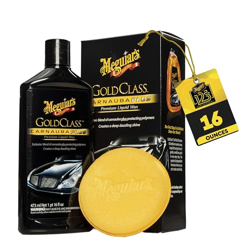 Meguiar's Gold Class Carnauba Plus Premium Liquid Wax Kit, Car Detailing Kit with a Pure Carnauba Wax Blend and a Foam Applicator Pad for Keeping Glossy Paint Protected Like a Pro, 16 Oz Bottle - size: 16 Fl Oz (Pack of 1)
