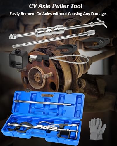 ReluxGo Inner CV Axle Puller Removal Tool with 5/8"-18 Slide Hammer and Extension Upgraded Pole, CV Joint Removal Tool with 63mm 48mm CV Joint Fork and Outer CV Joint Adapter Steel Cable Adapter - size: 2" & 2.5" CV Joint Fork With Box