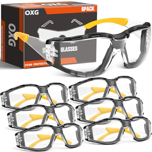 OXG Safety Glasses for Men, ANSI Z87.1 Anti-Fog Impact Resistant Protective Eyewear, Foam Gasket, UV400 Protection - color: 6-clear-yellow