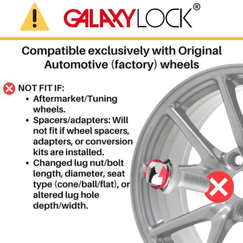 Farad GalaxyLock DCH7/M Chromed Lug nut Wheel-Locks Kit Suitable for Ford F-150 (M14 X 1.5 Thread Size) - Set of 4 Lug Nuts + 1 Key | Suitable for Ford F-150 Original OEM Wheels, M14 X 1.5 Thread Size