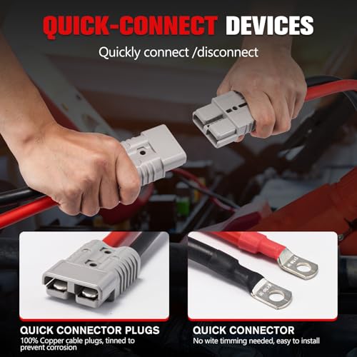 FIERYRED 0 Gauge 30 FT Quick Connect Jumper Cables, 1200A Heavy Duty Booster Cables with Travel Bag, Heavy Duty Battery Jumper Cable for Truck, Diesel Trucks, SUV and Car - size: 0 Gauge 30 FT w/Andersen Connector
