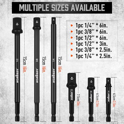 HORUSDY Impact Drill Socket Adapter Set and Universal Joints Socket Set 9-Piece 1/4" 3/8" and 1/2" Driver Socket Adapter, Power Drill - style: 9-PCS + Universal Joints
