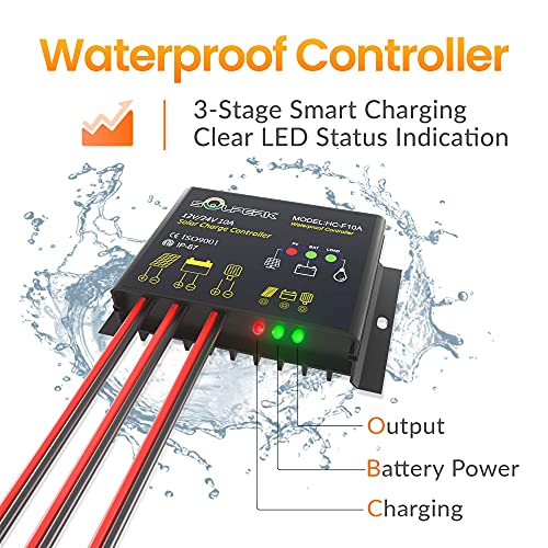 SOLPERK Solar Panel Kit 30W 12V, Waterproof Solar Battery Trickle Charger Maintainer + Upgrade Waterproof Controller + Adjustable Mount Bracket for Boat Car RV Motorcycle Marine Automotive - size: 30W PWM+Load Kit