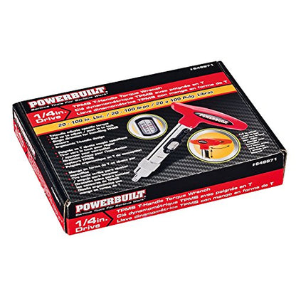 Powerbuilt 1/4 inch Drive Ratcheting T-Handle Torque Wrench, 20-100 in. lb. Range, Easy to Set and Lock in Place, for TPMS Systems and Bike Repair Assembly, Great for Carbon Fiber Handlebars - 649971 - style: T-Handle