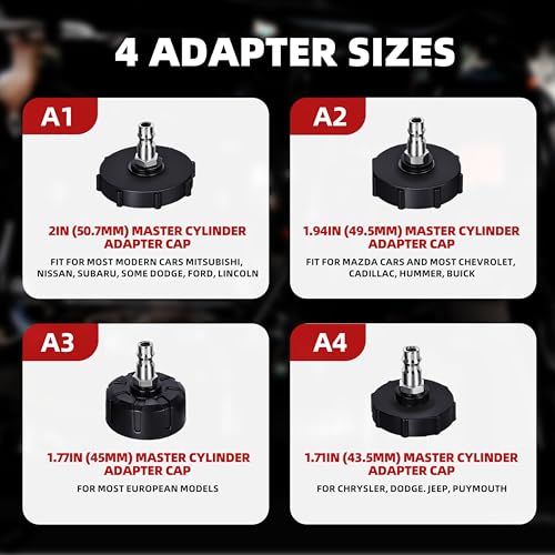 3L Brake Bleeder Kit,Brake Bleeder Vacuum Pump Kit,Brake Fluid Bleeder Kit with 1L Brake Bleeder Bottle and 4 Master Cylinder Adapters,Brake Bleeding Kit Suitable for Most Vehicles (White)