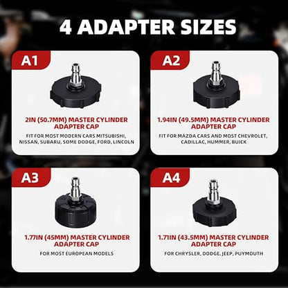 3L Brake Bleeder Kit,Brake Bleeder Vacuum Pump Kit,Brake Fluid Bleeder Kit with 1L Brake Bleeder Bottle and 4 Master Cylinder Adapters,Brake Bleeding Kit Suitable for Most Vehicles (White)