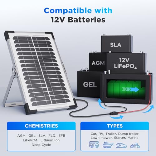 15W Solar Battery Maintainer, 2PCS 7.5W 12V Waterproof Solar Battery Charger with Smart Controller, Low-Iron Tempered Glass Solar Panel for 12V LiFePO4 Battery Dump Trailer Automotive Boat - size: 7.5W 2-Pack
