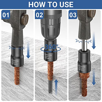 MABLEVI 13 PCS Bolt Extractor Set, 1/2" Drive Impact Lug Nut Remover Socket Tool with Center Punch Bar for Damaged, Frozen, Studs, Rusted, Rounded-Off Bolts & Screws - size: 13-piece