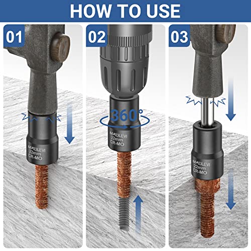 MABLEVI 10 PCS Bolt Nut Extractor Set, 1/2" Drive Impact Lug Nut Remover Socket Tool with Center Punch Bar for Damaged, Frozen, Studs, Rusted, Rounded-Off Bolts, Nuts & Screws - size: 10-piece