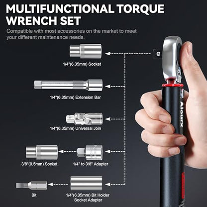 1/4" Drive Click Torque Wrench, 72 Tooth Dual-Direction Adjustable, Dual Scale, ±3% Accuracy, for Bicycle, Motorcycle, Automotive Repair and Maintenance - size: 1/4"