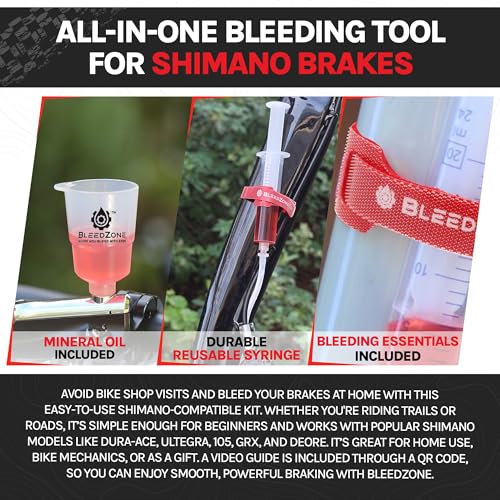 BleedZone Shimano Brake Bleed Kit with Mineral Oil - Hydraulic Brake Bleed Kit for Shimano Disc Brakes, Bike Brake Bleeder Kit, MTB Brake Bleed Kit, and Mineral Oil Brake Maintenance - size: Road: 2x 100ml BleedZone