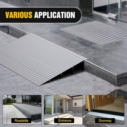 Nilight Door Threshold Ramp, 4" Rise Portable Aluminum Wheelchair Door Entry Ramps for Sheds Doorways Home Steps - size: 4" Rise