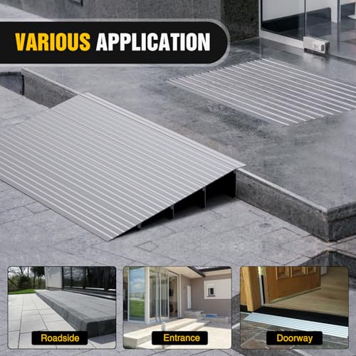 Nilight Door Threshold Ramp, 4" Rise Portable Aluminum Wheelchair Door Entry Ramps for Sheds Doorways Home Steps - size: 4" Rise