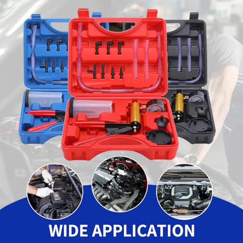 Brake Bleeder Kit with Hand Held Vacuum Pump and Adapters, with Vacuum Brake Bleeder Pump Pressure Gauge for Automotive Car Motorbike(Black) - color: black