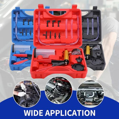 Brake Bleeder Kit with Hand Held Vacuum Pump and Adapters, with Vacuum Brake Bleeder Pump Pressure Gauge for Automotive Car Motorbike(Blue) - color: blue