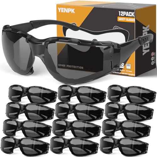 Safety Glasses for Men and Women, Anti-Fog UV Protection, Clear Lens Eye Protection Glasses Impact Resistant - color: 12pack-gray