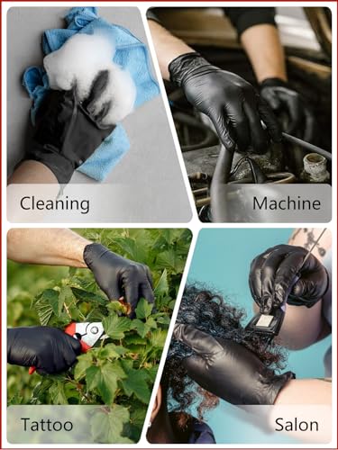 PROMEDIX P Nitrile Disposable Gloves,4mil-100 Count,Gloves Disposable Latex Free,Powder Free for Cooking,Household,Food safe - size: Small, style: Black of 50