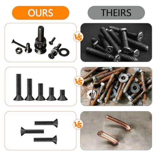 1715Pcs M2 M3 M4 M5 Screw Kit - 3D Printer Mini Screw, Allen Head/Flat Head/Countersunk Bolt/Screws, Metric Bolts Assortment, Black Nuts and Bolts for Mechanical Hardware - size: M2/3/4/5-1715Pcs