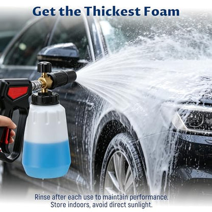 Lichamp Foam Cannon for Pressure Washer, 1000ml Wide Mouth Snow Foam Lance, 1/4 Inch Quick Connector, Adjustable Foam Thickness & Spray Width, Brass Head & Stainless Steel for Car, Driveway, Patio